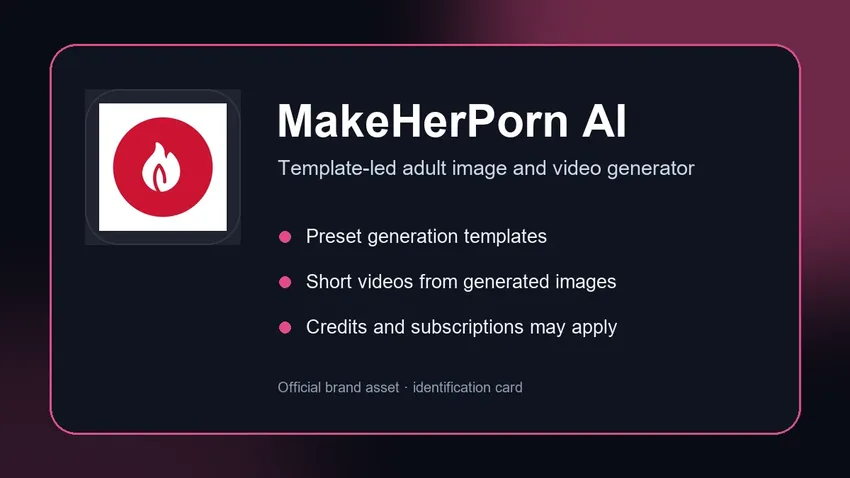 MakeHerPorn AI SFW identification card built from the official brand icon